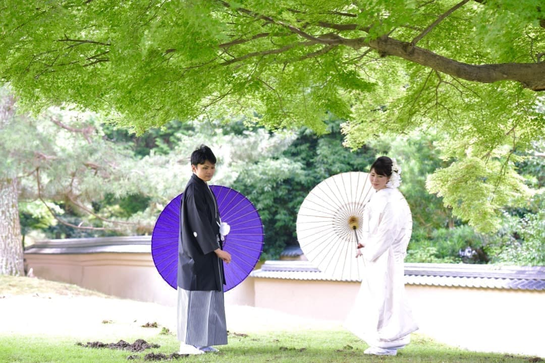奈良の新緑で和装前撮りフォトウェディングの写真