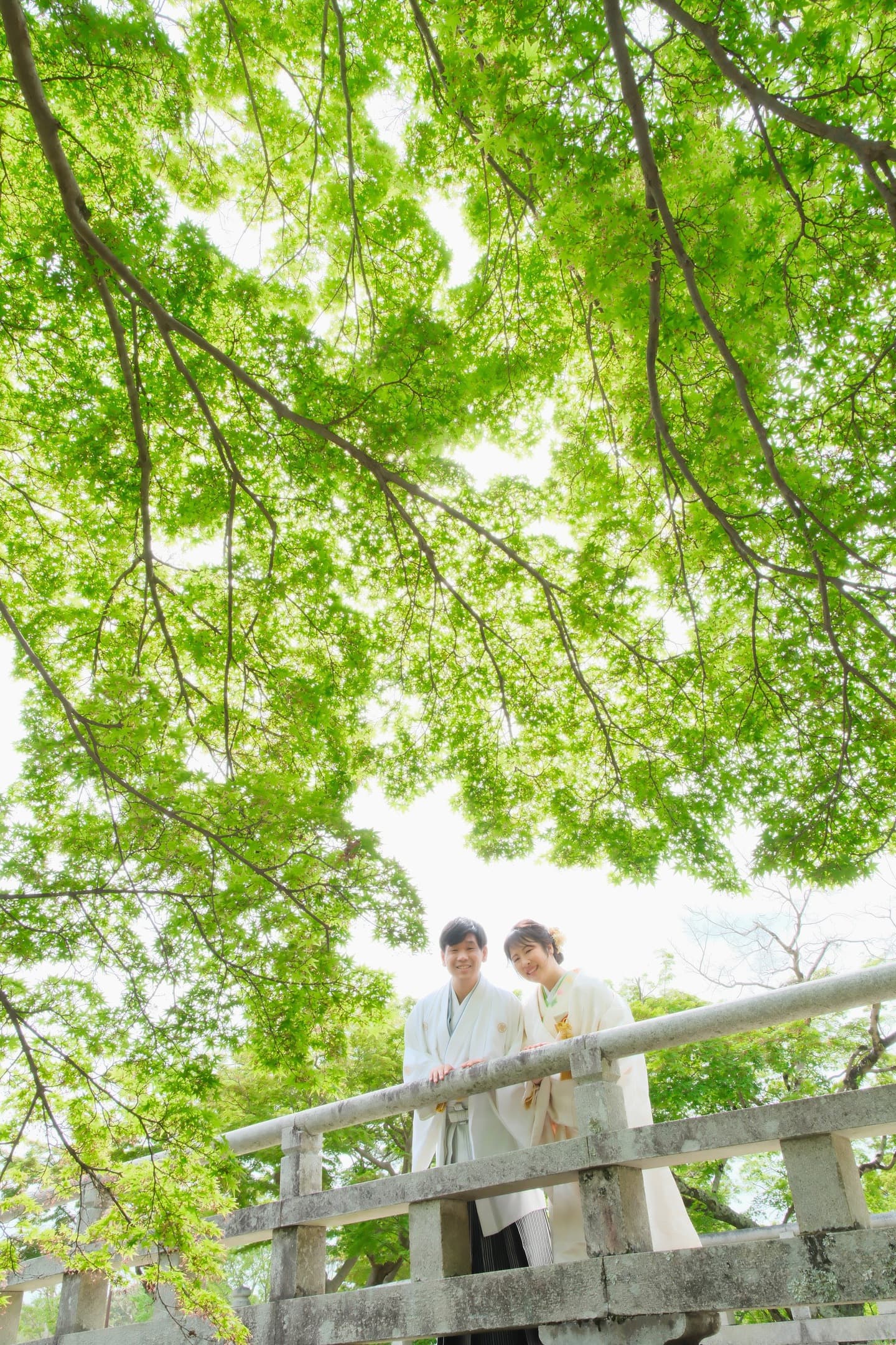 奈良の新緑で和装前撮りフォトウェディングの写真