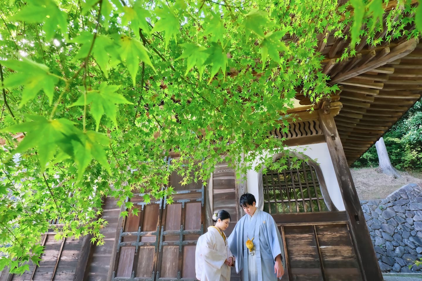 長谷寺で和装前撮りフォトウェディングの写真