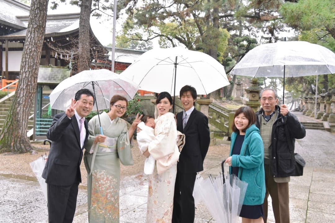 お宮参りの家族写真