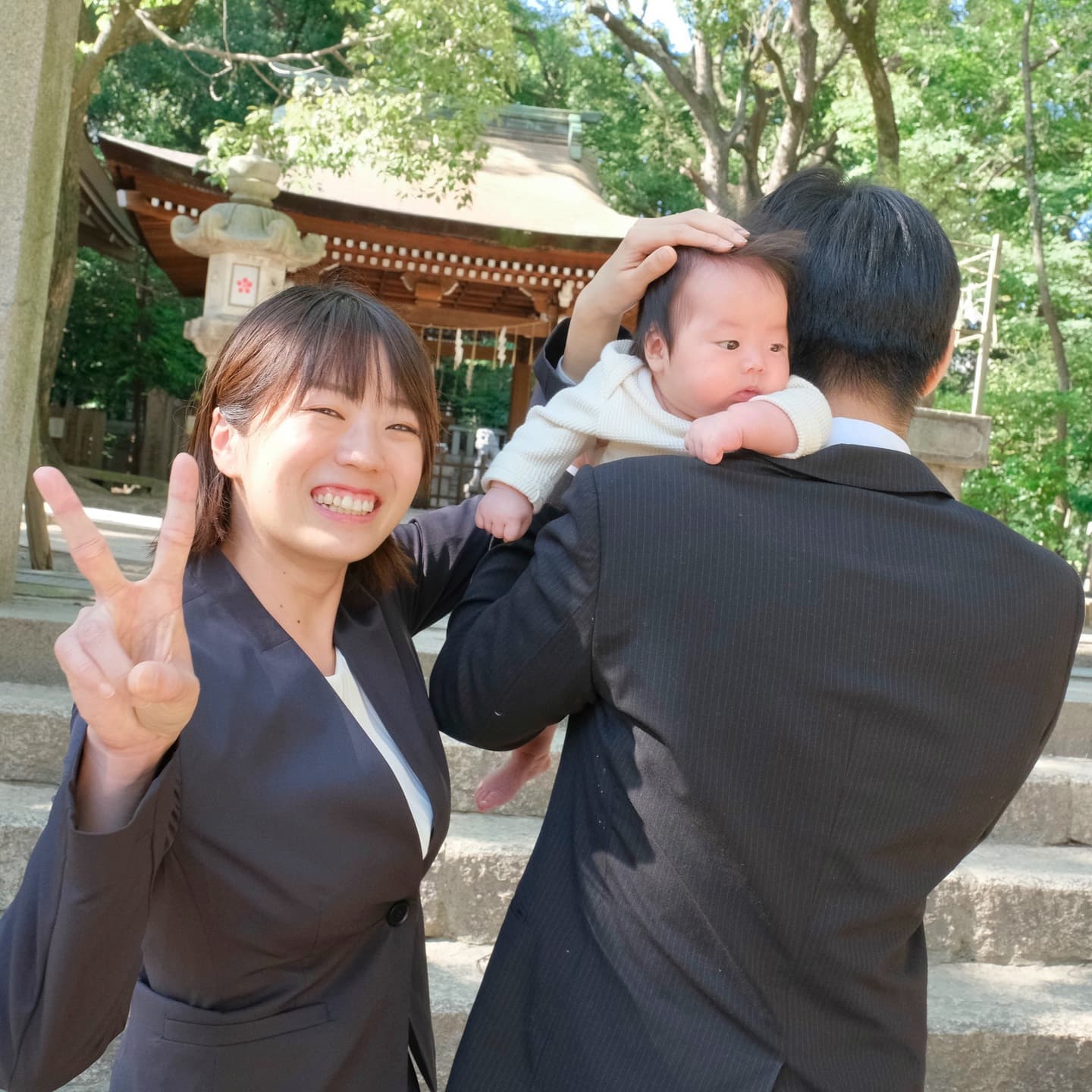 神戸市の湊川神社でお宮参りをした写真