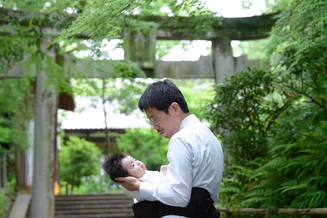 神社でのお宮参り写真