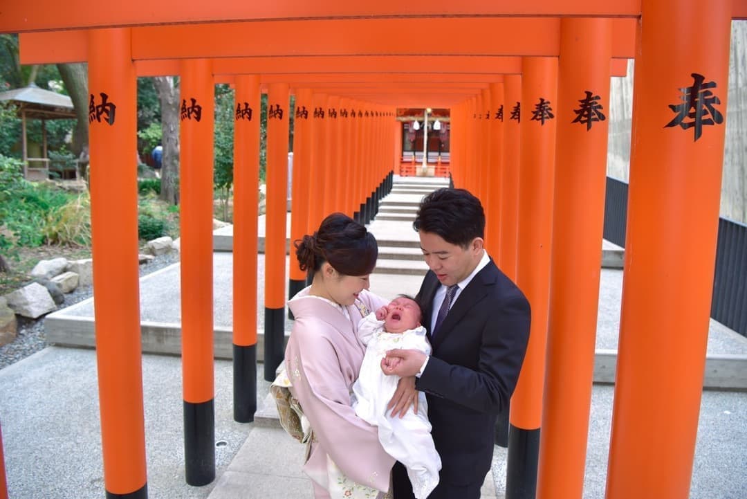 神社でのお宮参り写真