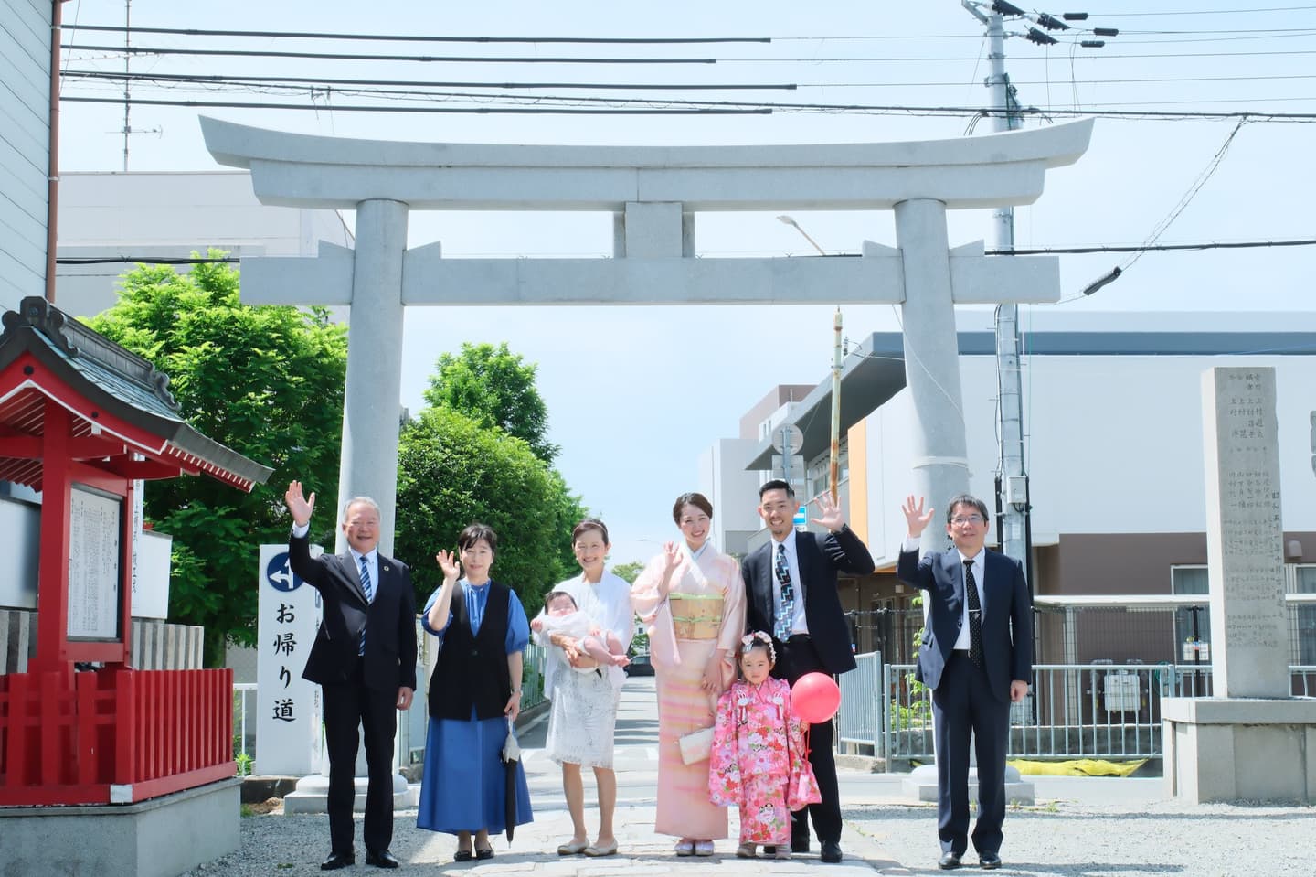生島神社でお宮参りの赤ちゃんの写真