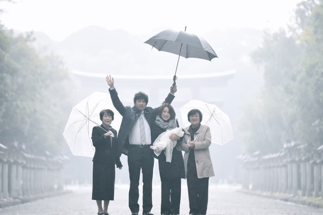 お宮参りの家族写真