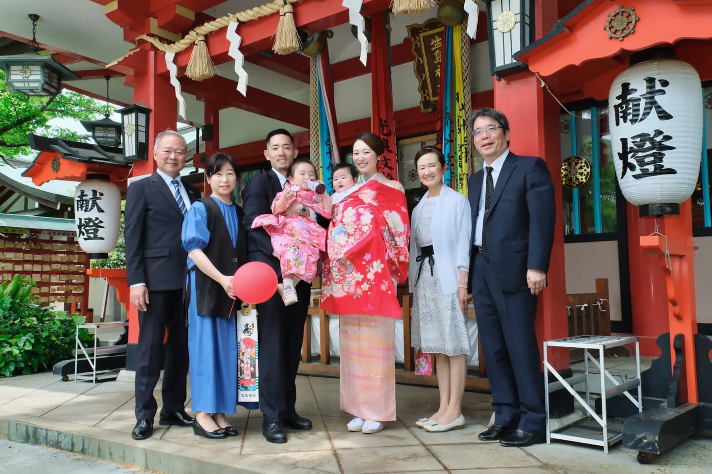 生島神社でお宮参りの赤ちゃんの写真