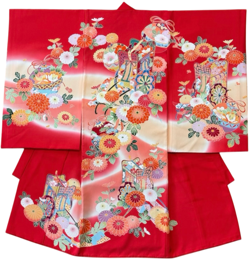 お宮参り用着物の赤色