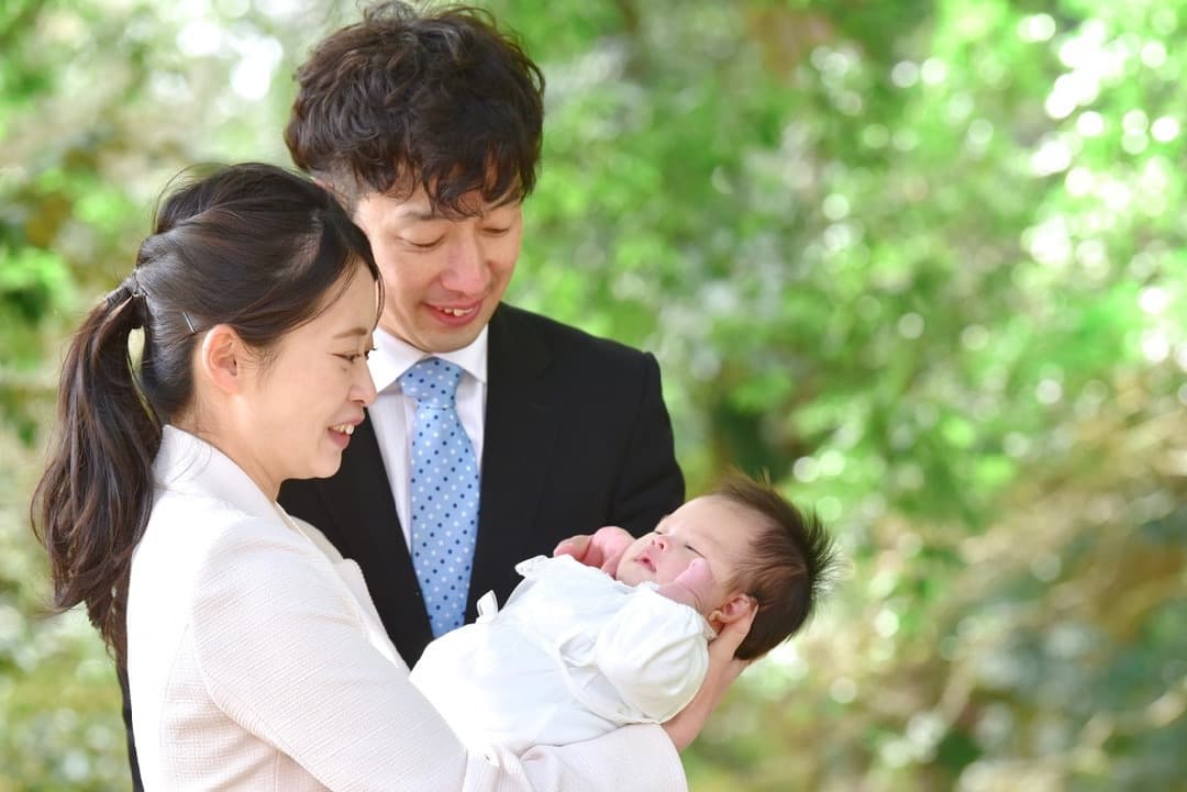 お宮参りの家族写真