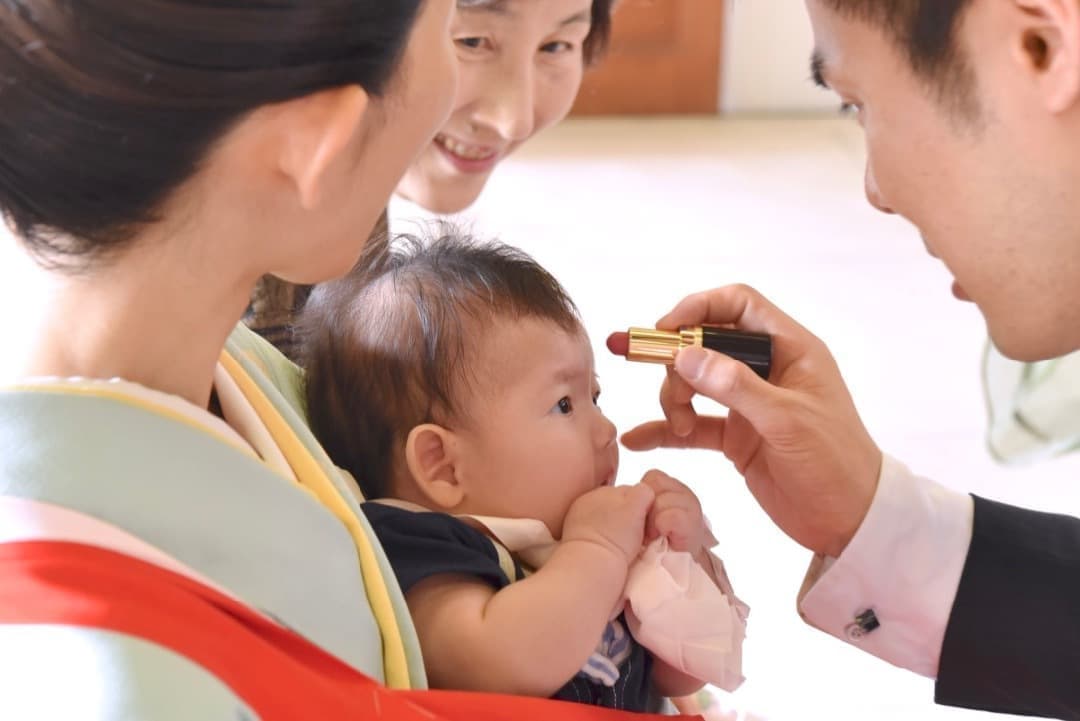お宮参りの家族写真