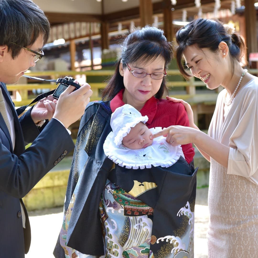 往馬大社でお宮参りの赤ちゃん
