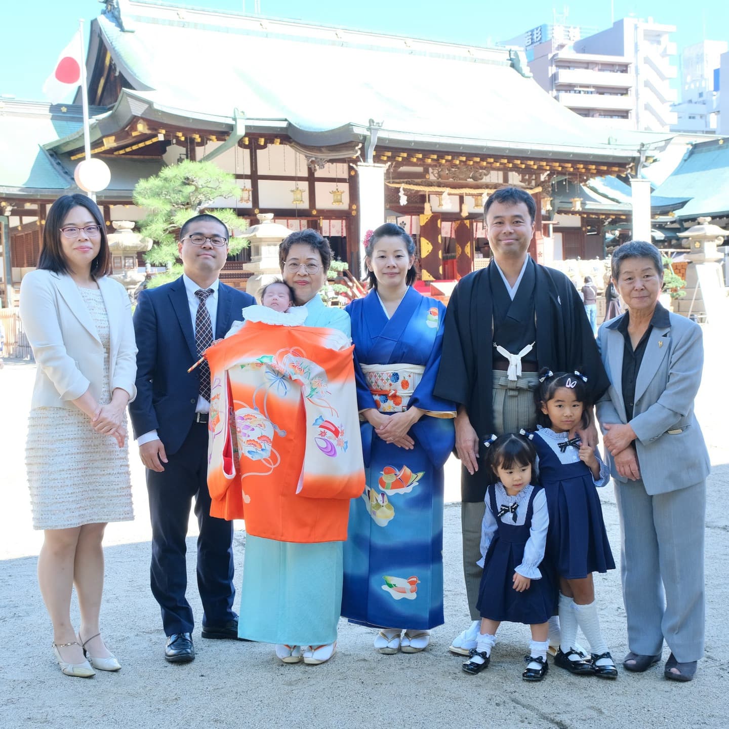 大阪天満宮でお宮参りをした写真
