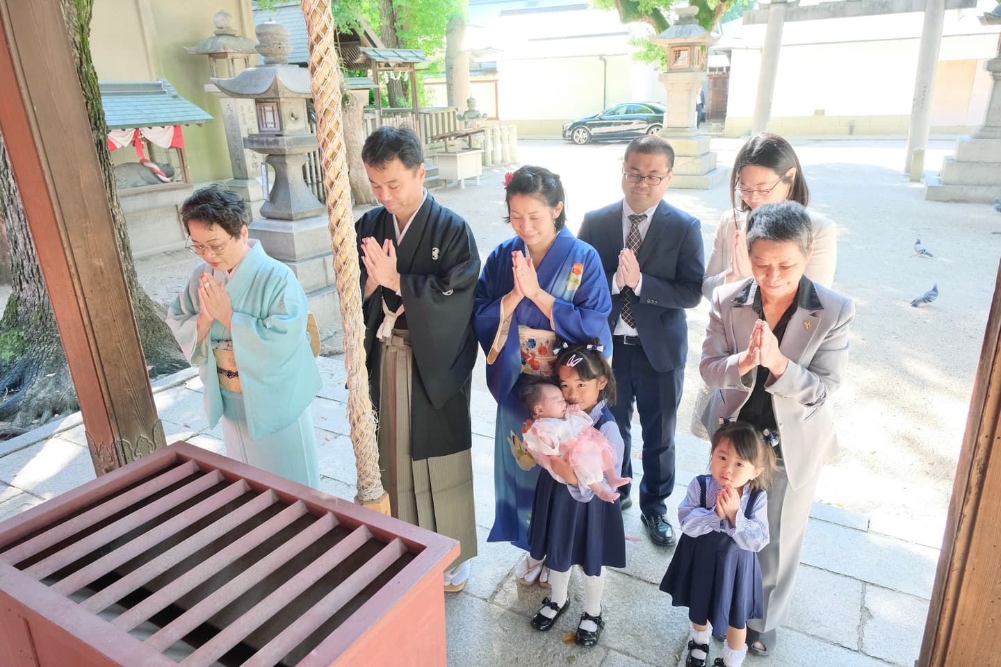 大阪天満宮でお宮参りをした写真