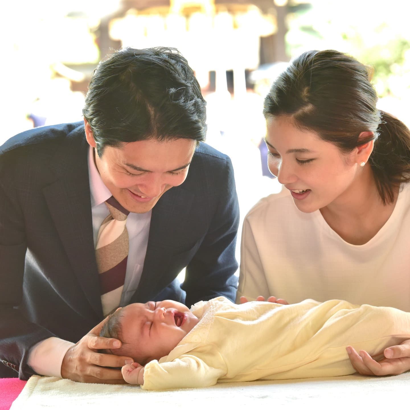 京都の北野天満宮でお宮参りをした写真