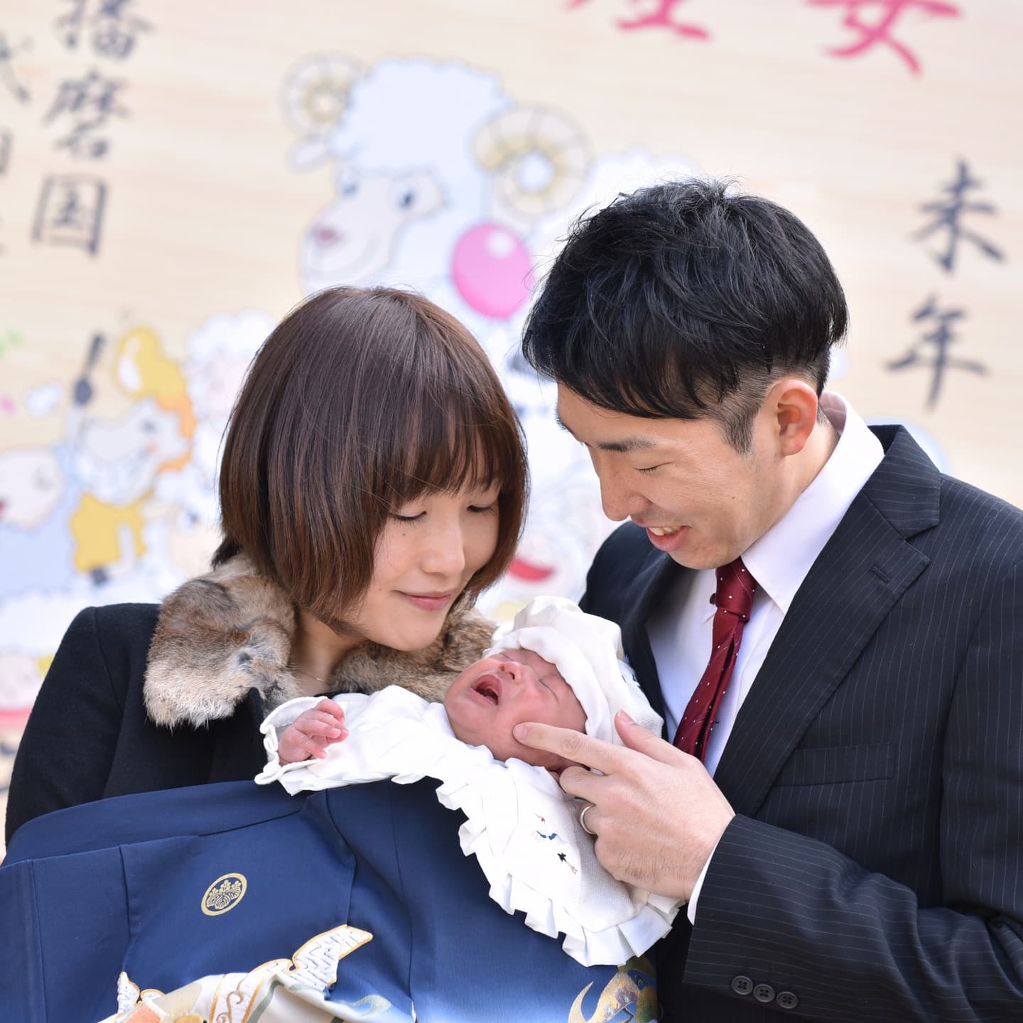 日岡神社でお宮参りの赤ちゃん