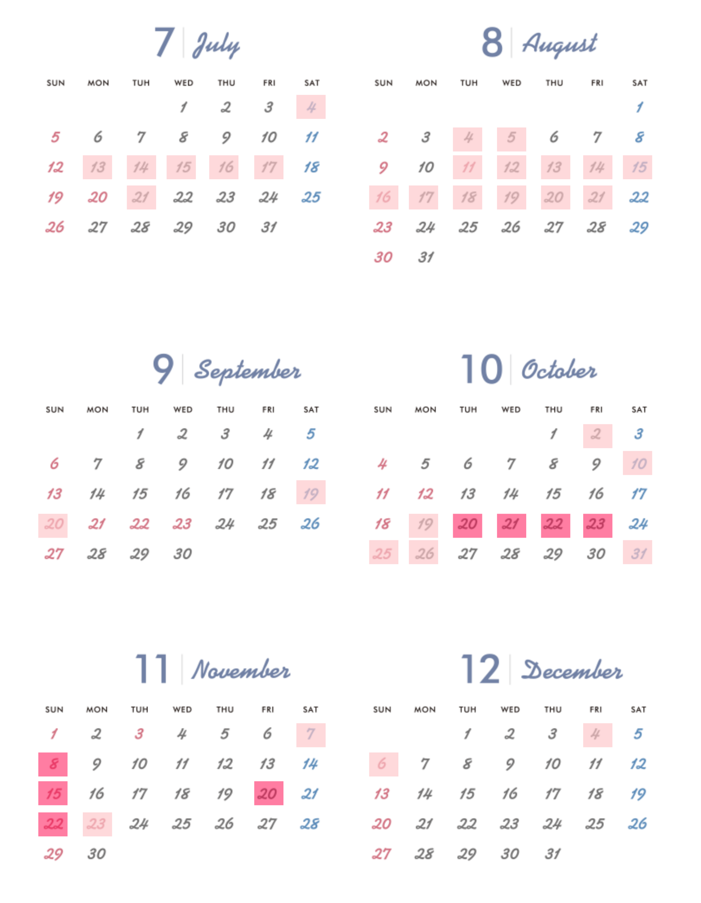 予約カレンダー