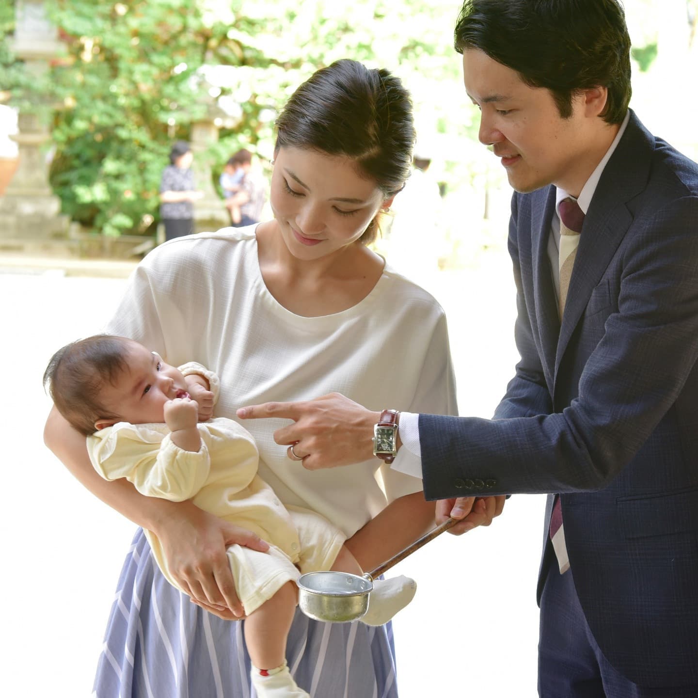 京都の北野天満宮でお宮参りをした写真
