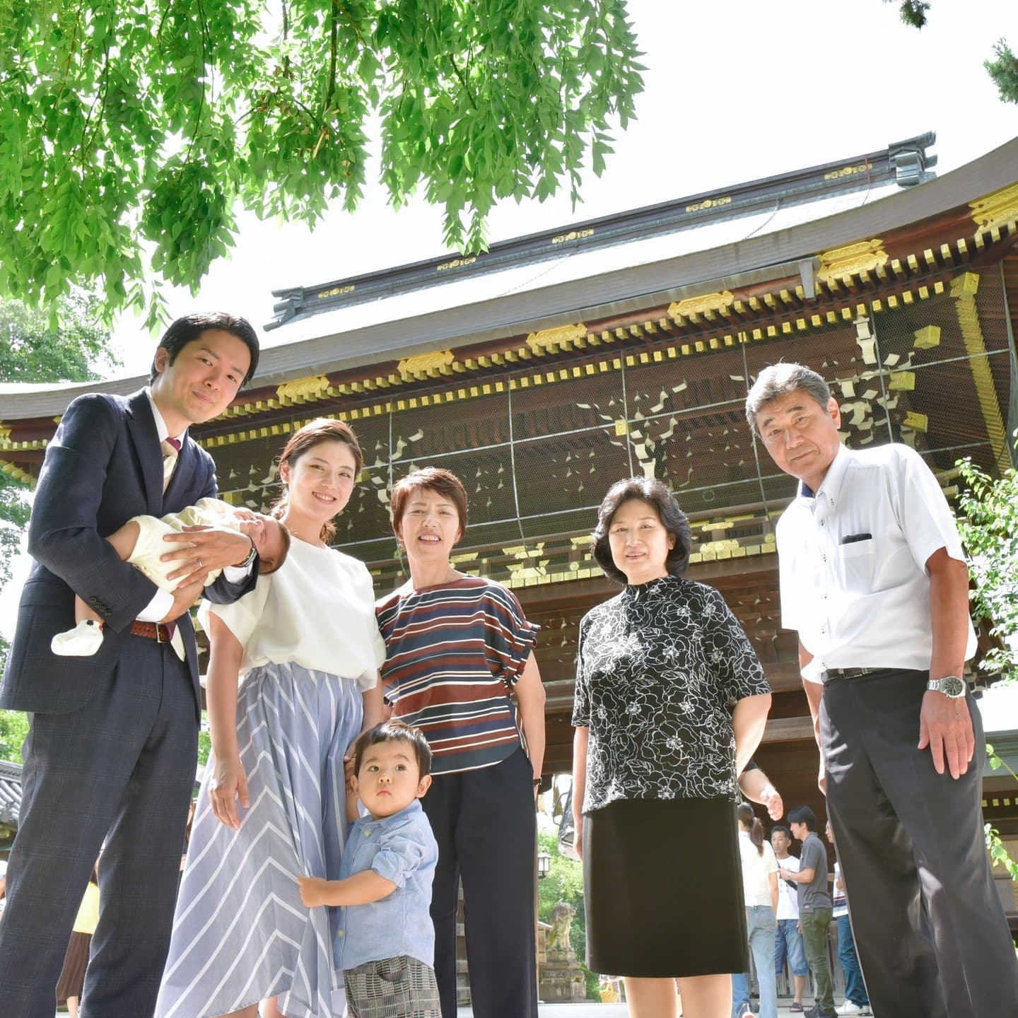 京都の北野天満宮でお宮参りをした写真