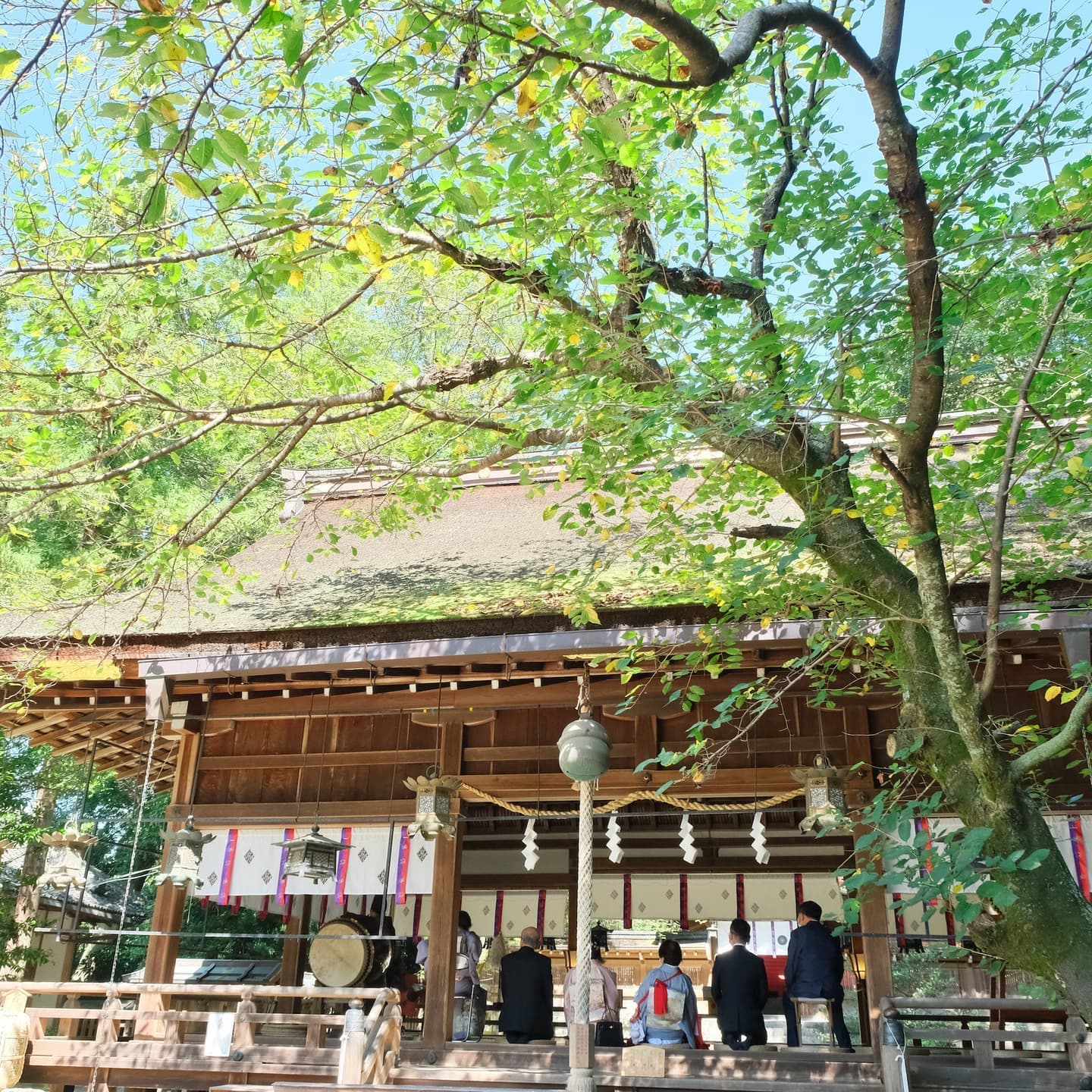 奈良の廣瀬大社でお宮参りをした写真