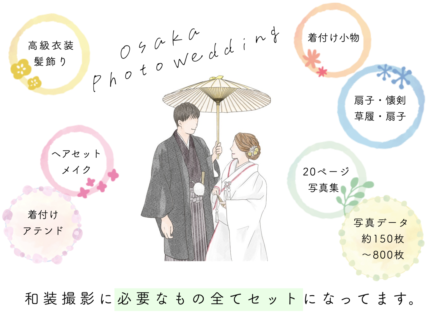 大阪での和装前撮りフォトウエディング案内