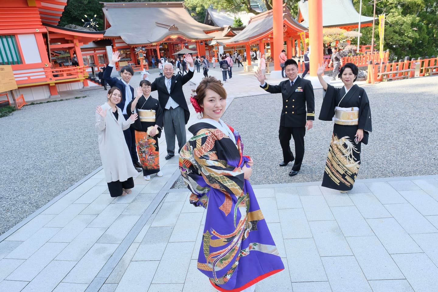 神社での和装結婚式の写真