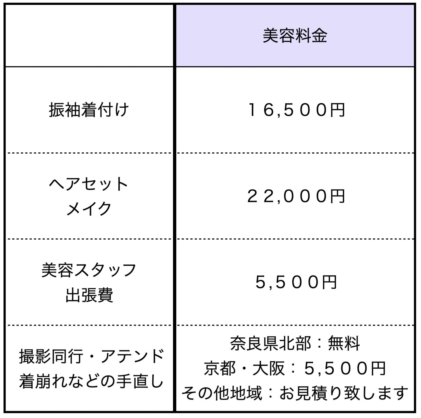 成人式前撮りの美容料金