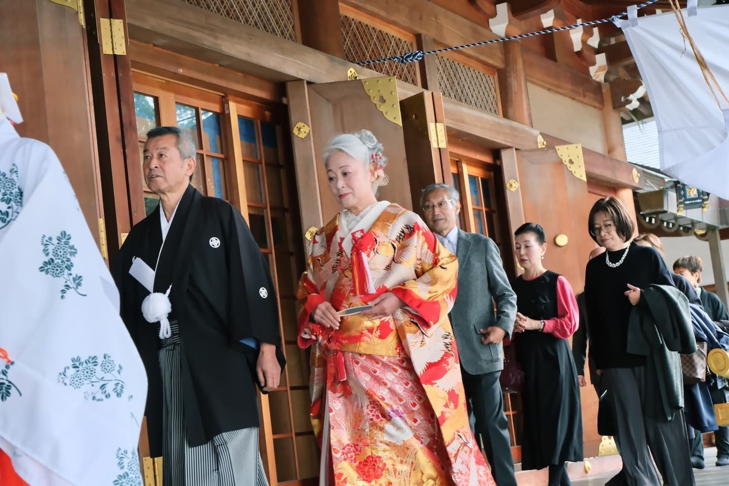 シニア世代の再婚で神社で和装の結婚式の花嫁