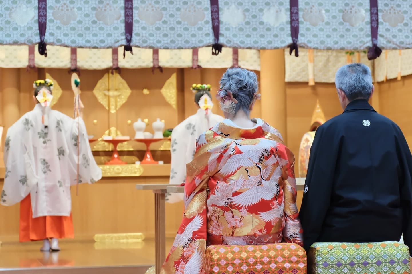 シニア世代の再婚で神社で和装の結婚式の花嫁