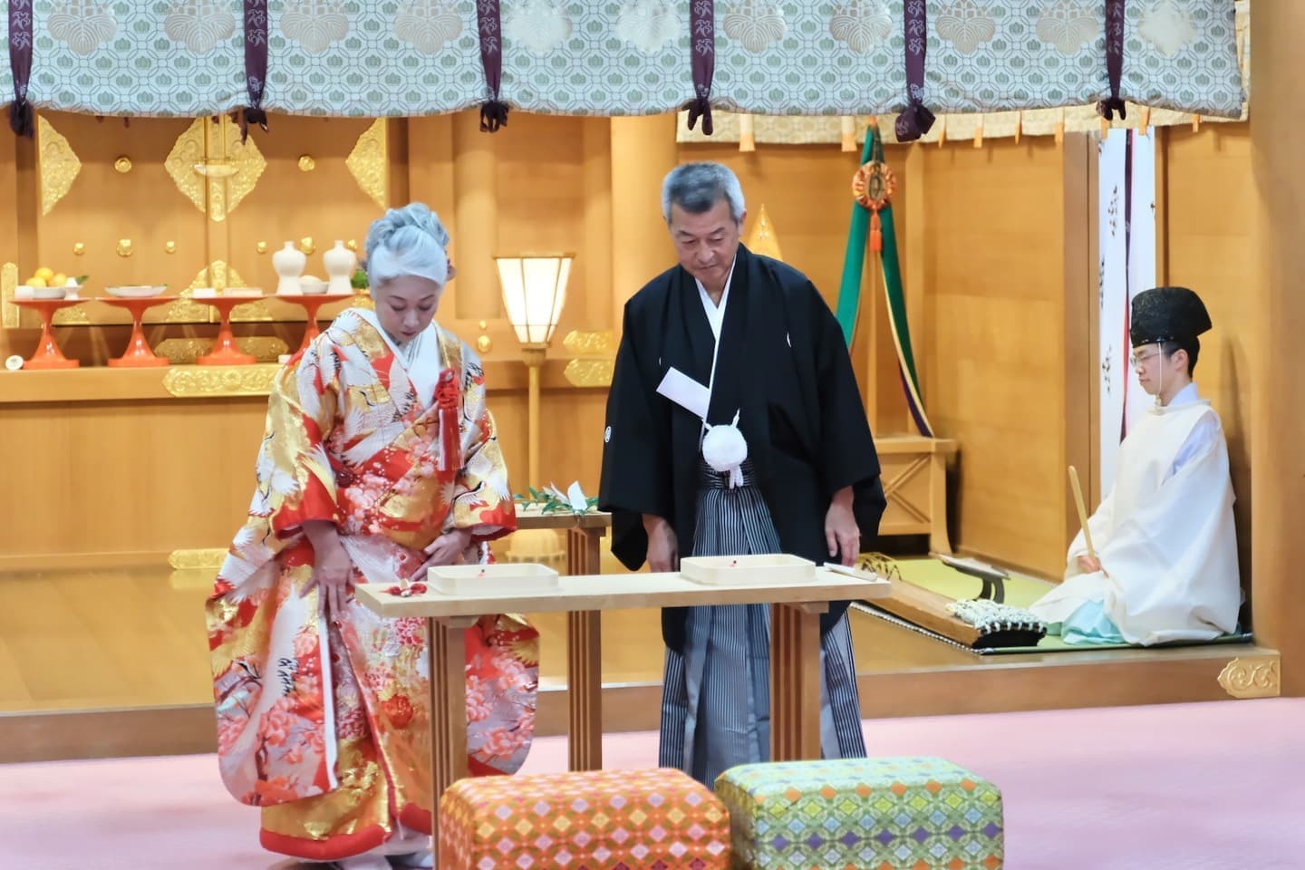 シニア世代の再婚で神社で和装の結婚式の花嫁
