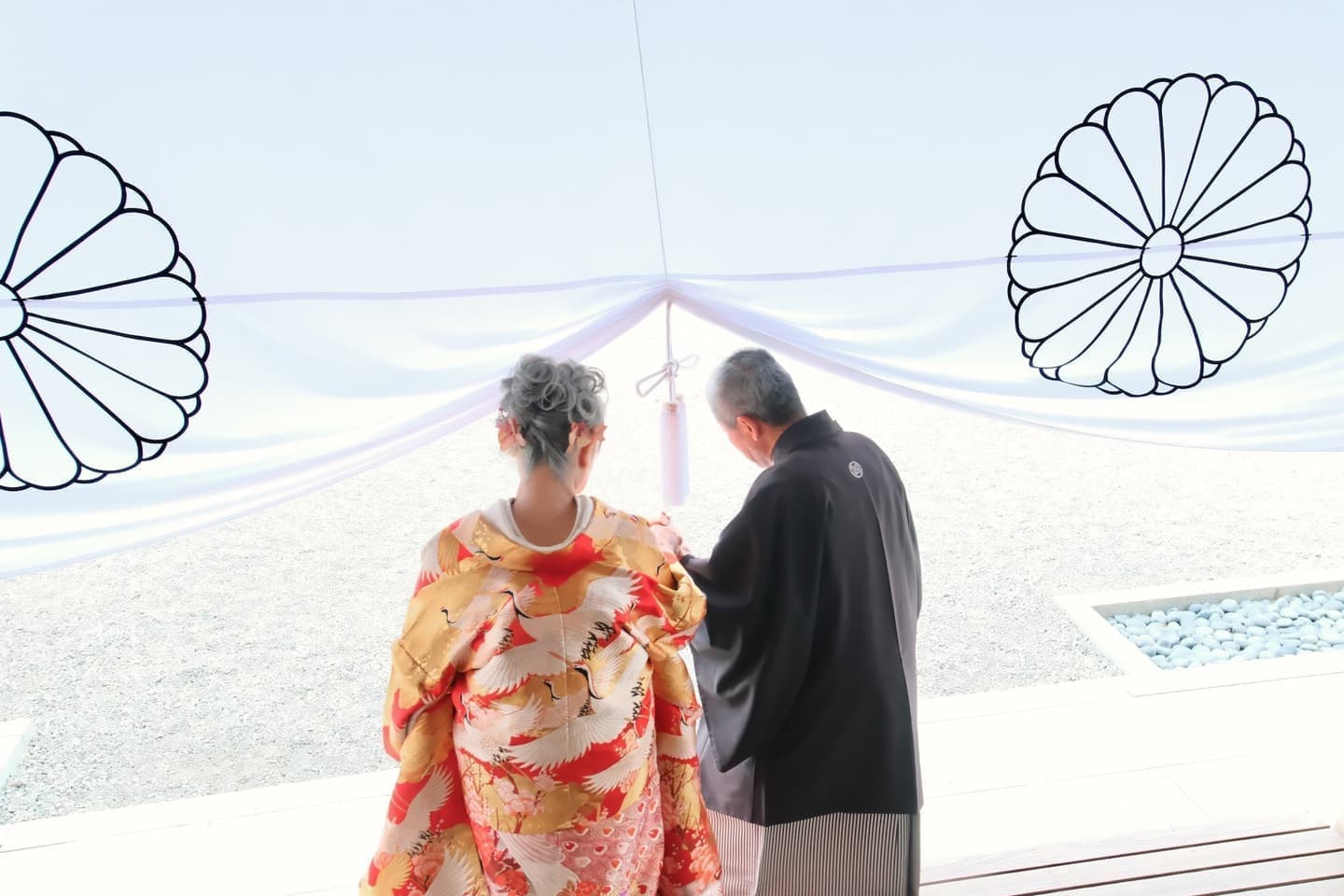 シニア世代の再婚で神社で和装の結婚式の花嫁