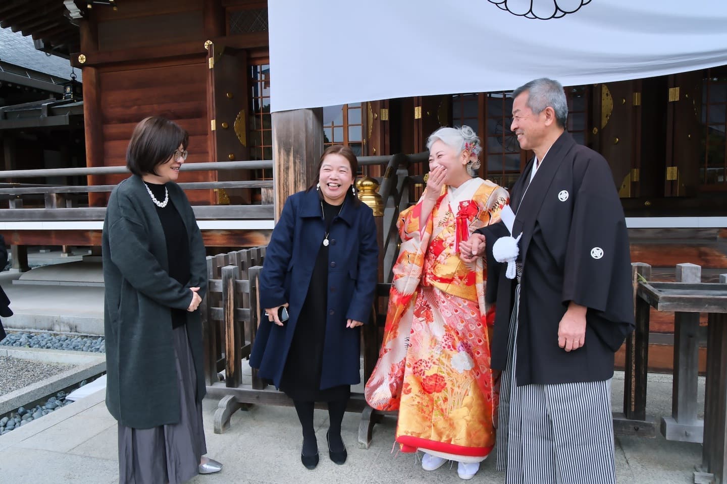 シニア世代の再婚で神社で和装の結婚式の花嫁