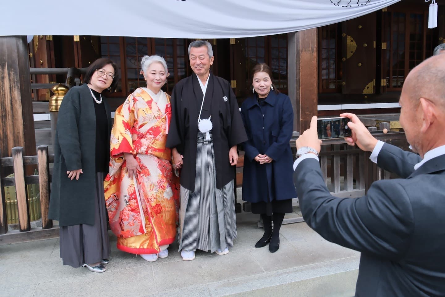 シニア世代の再婚で神社で和装の結婚式の花嫁