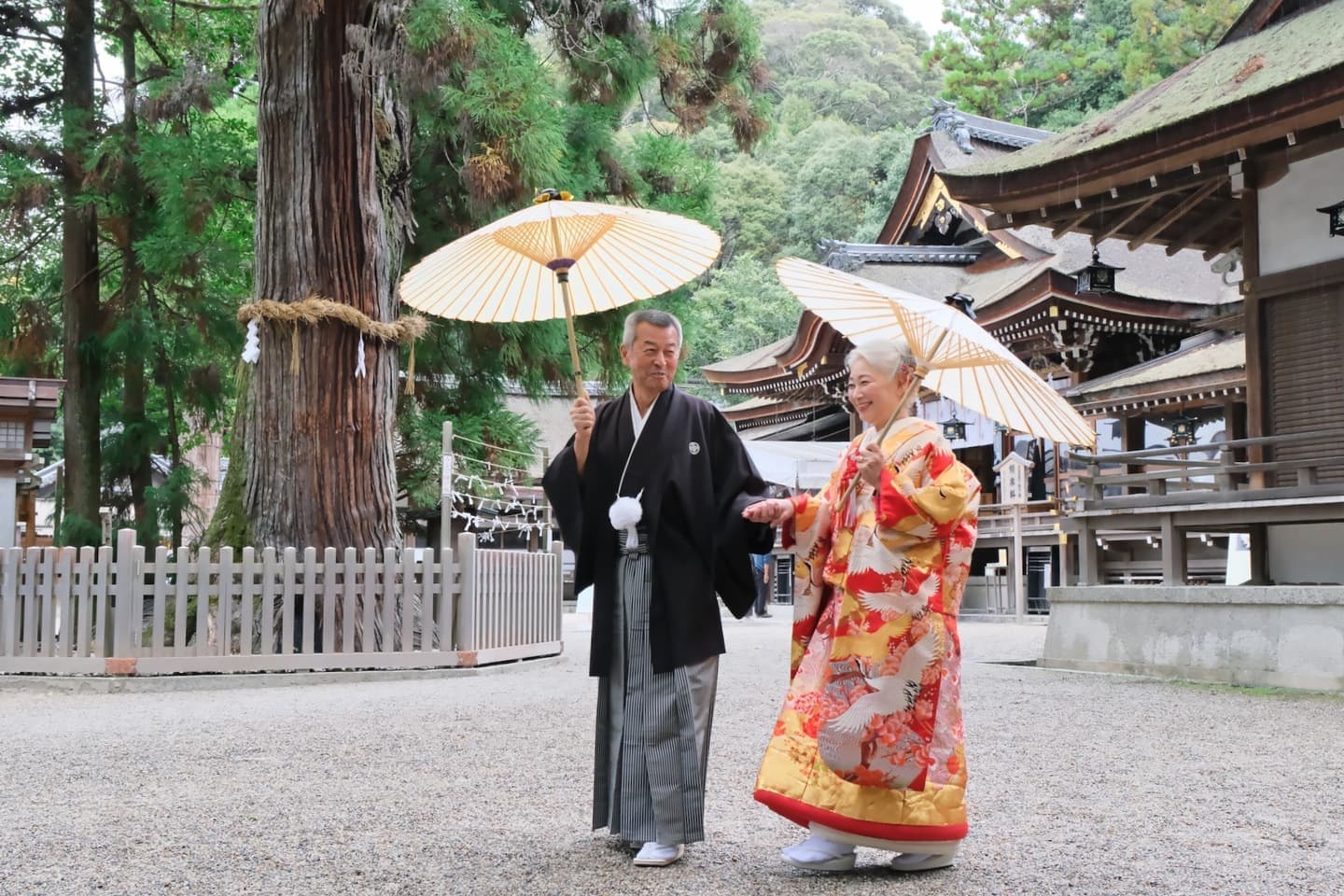 シニア世代の再婚で神社で和装の結婚式の花嫁