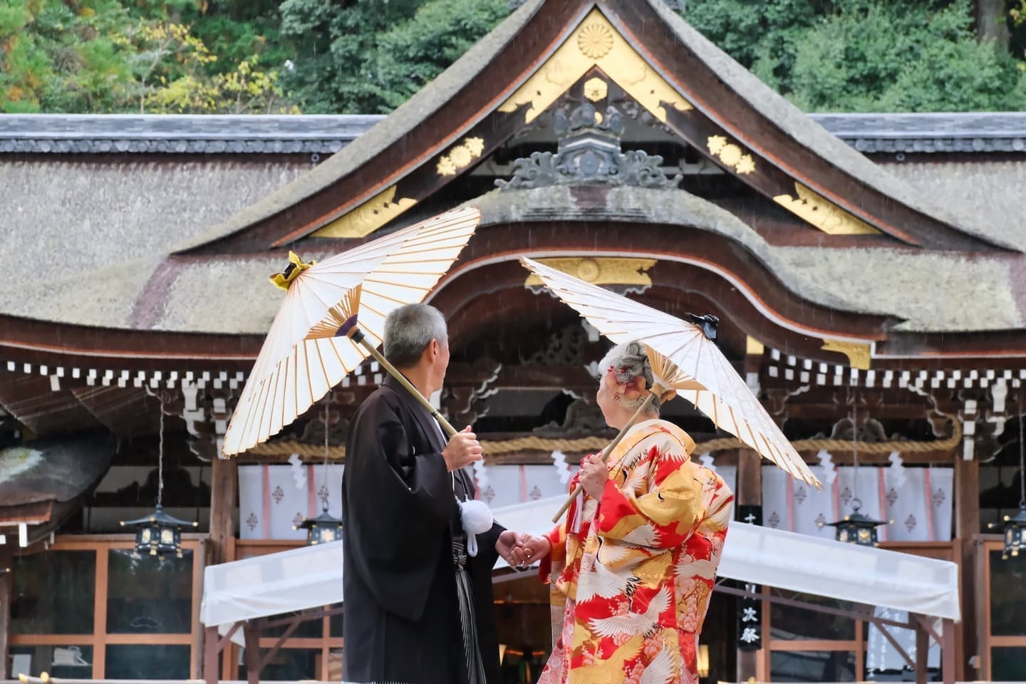 シニア世代の再婚で神社で和装の結婚式の花嫁