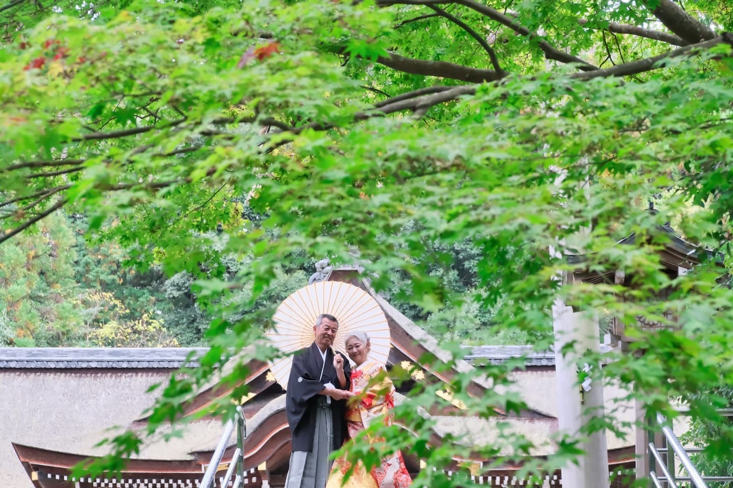 シニア世代の再婚で神社で和装の結婚式の花嫁