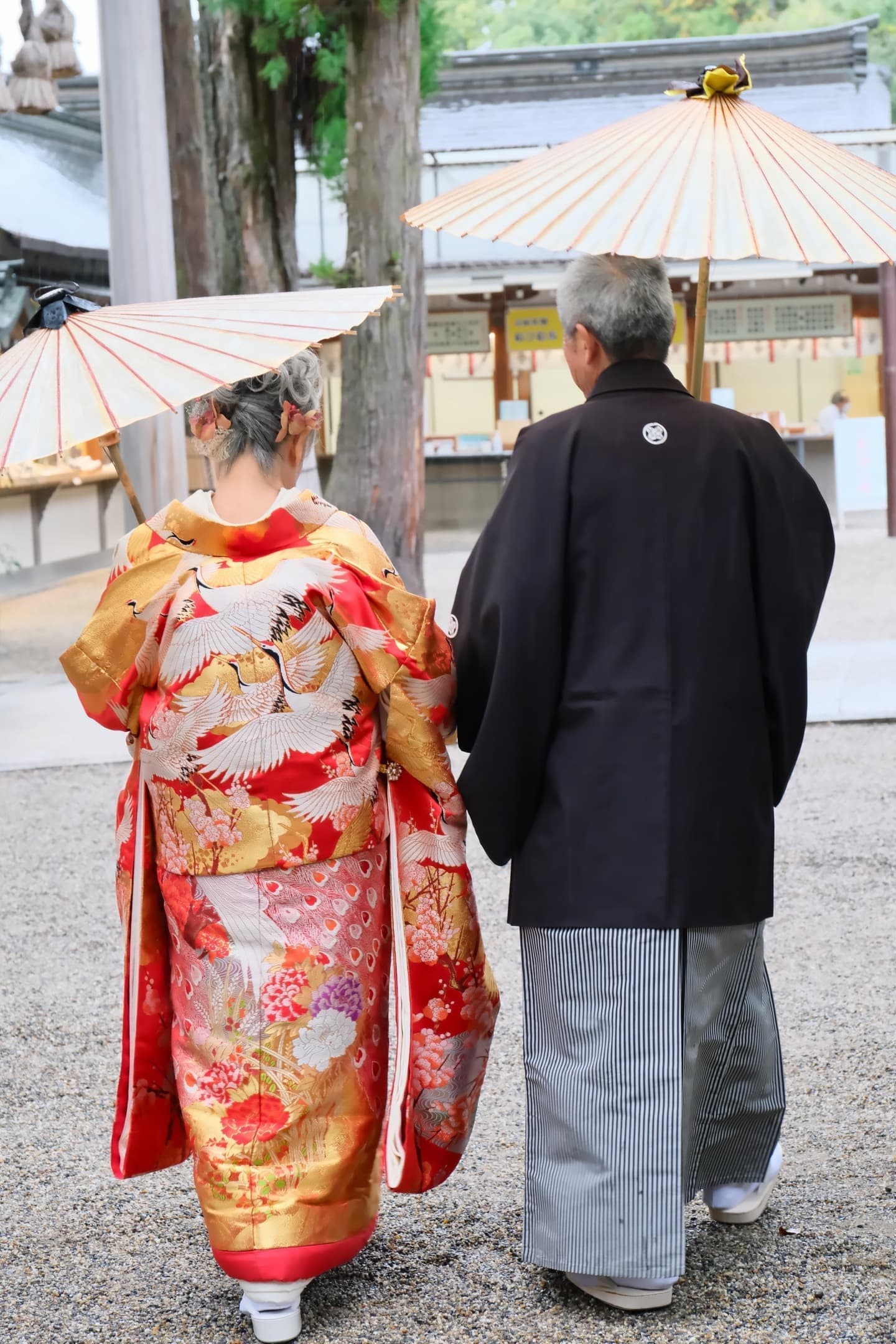 シニア世代の再婚で神社で和装の結婚式の花嫁