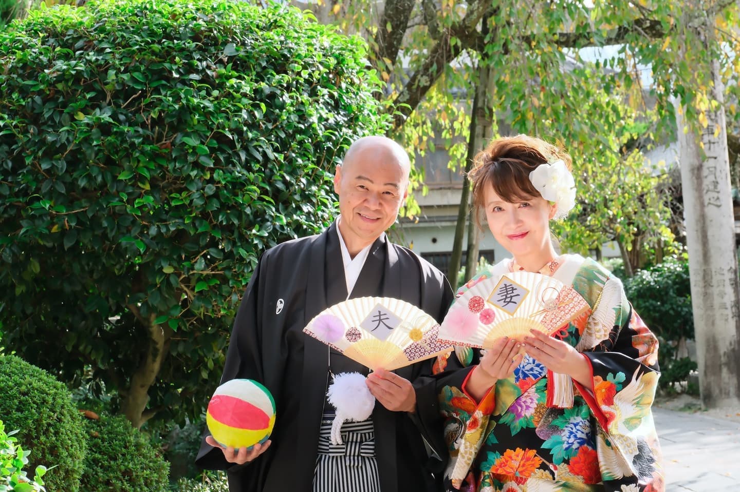 シニア世代の再婚での神社でフォトウエディング