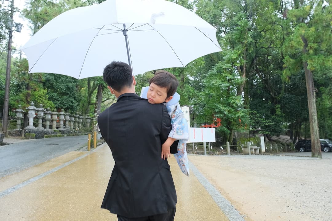 雨の中撮影した七五三写真