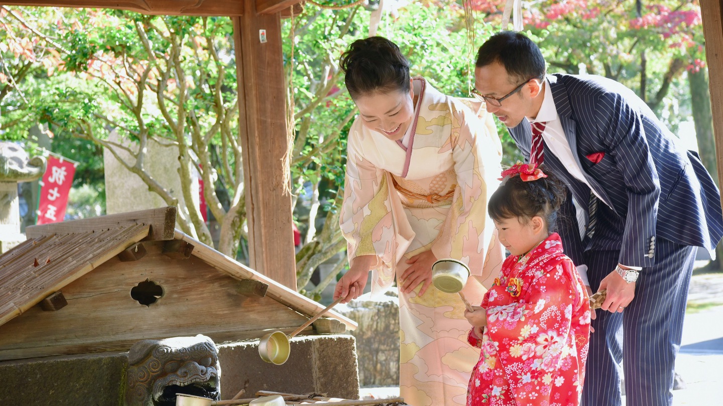 京都の神社での七五三写真