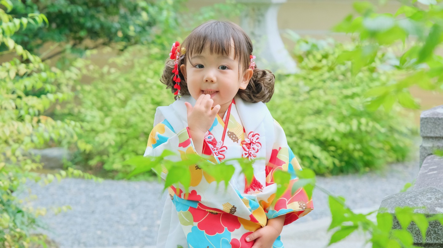 京都の神社での七五三写真