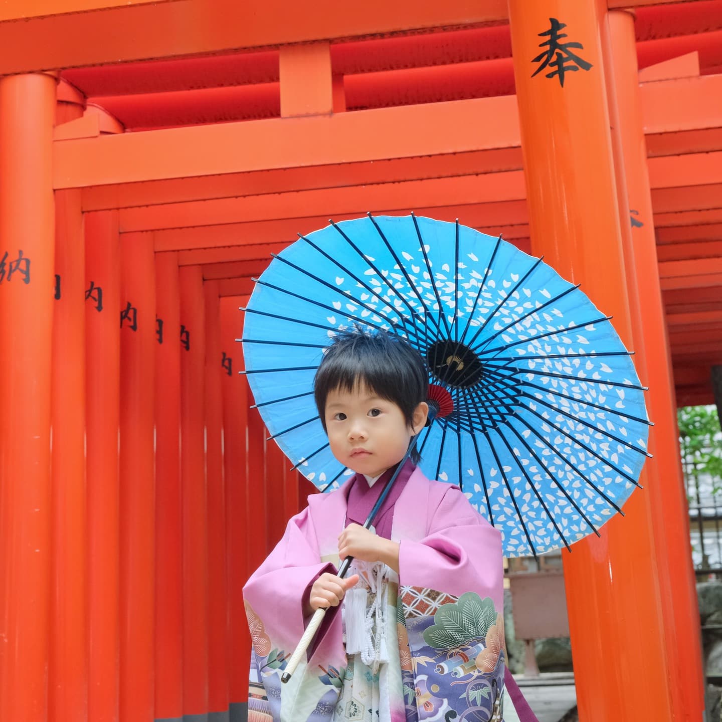 大阪天満宮での七五三参りをした写真