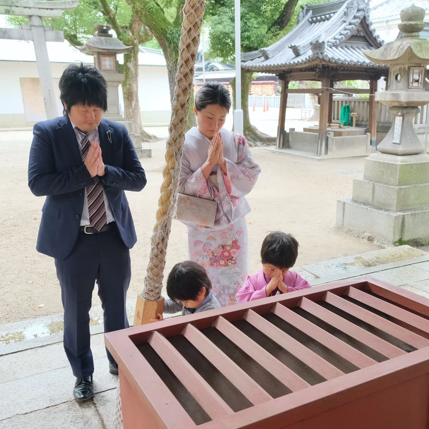 大阪天満宮での七五三参りをした写真