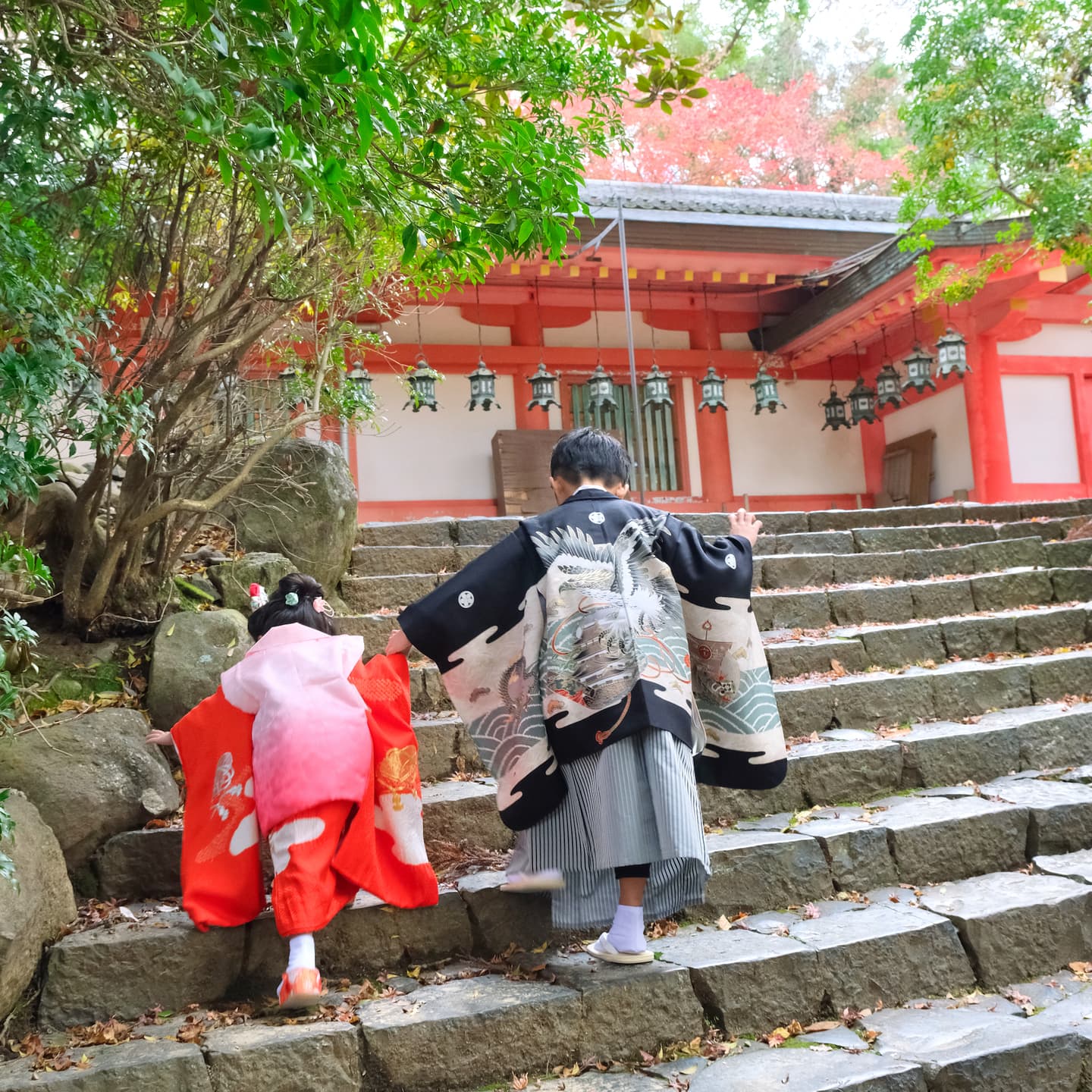 奈良の春日大社での七五三をした写真