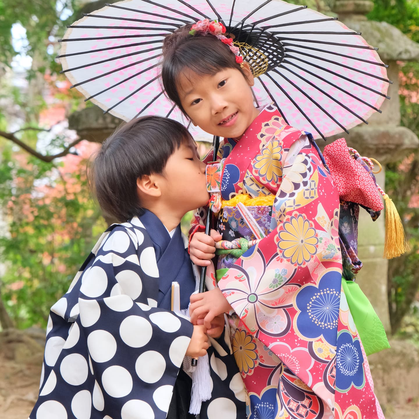 奈良の春日大社での七五三をした写真