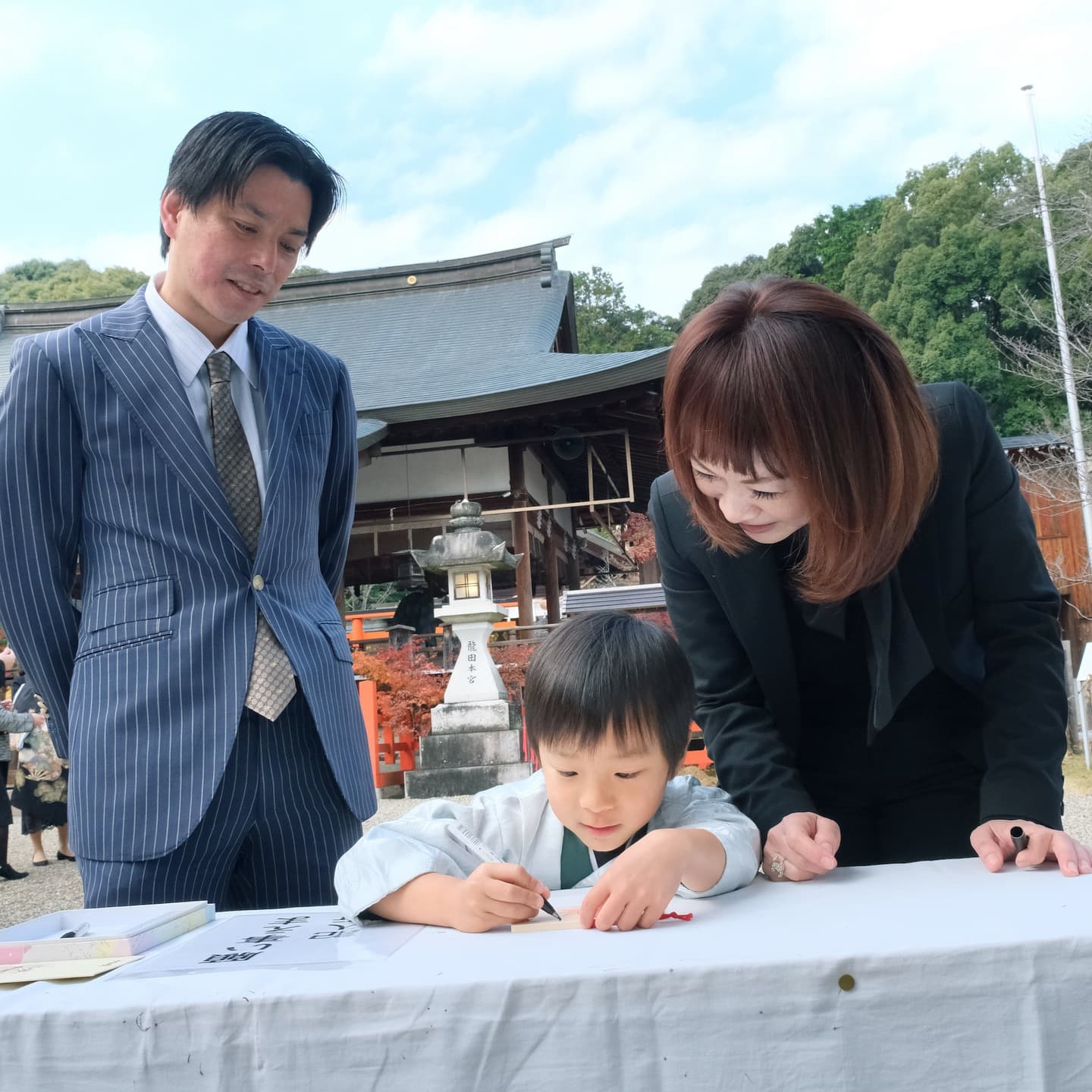 奈良の龍田大社で七五三をした写真