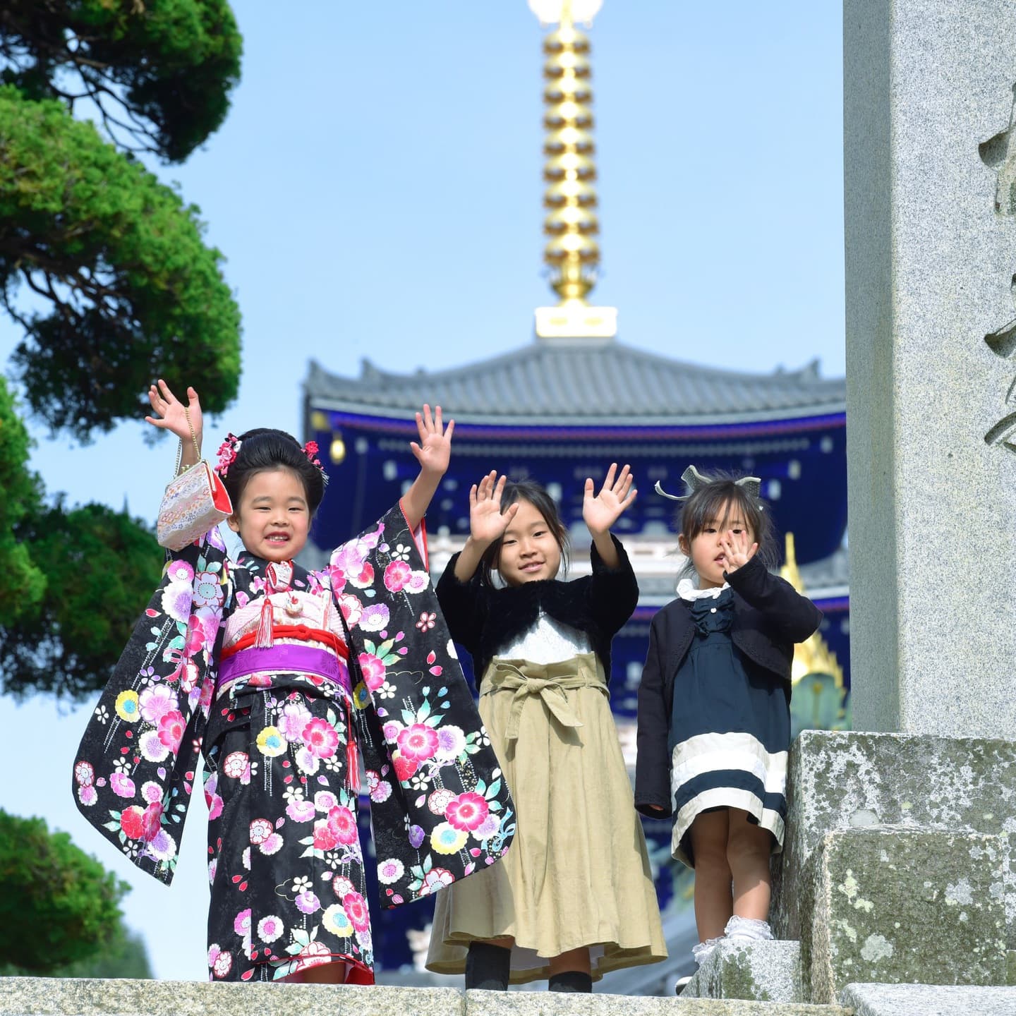 中山寺で七五三参りをした写真