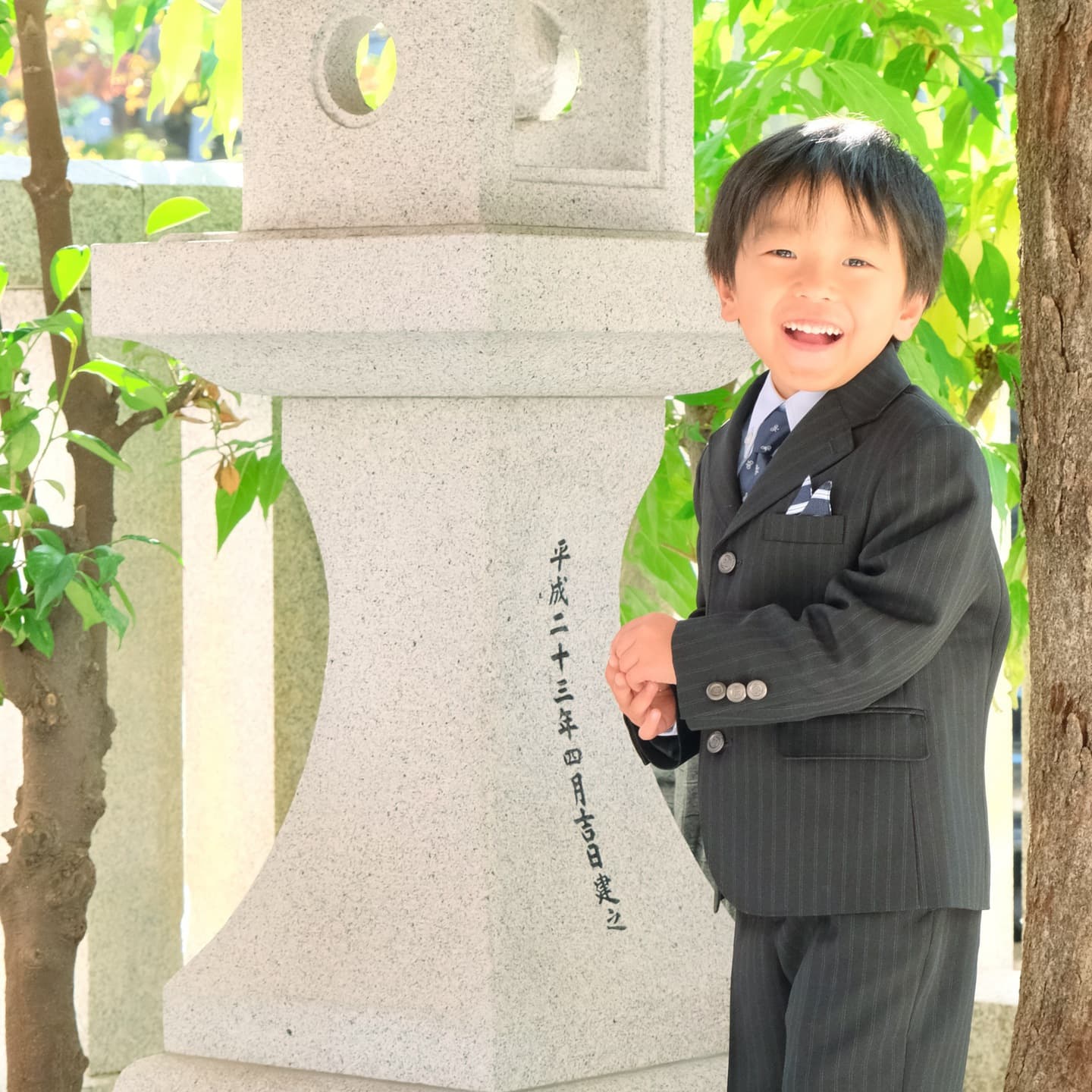 神戸の生田神社で七五三参りをした写真