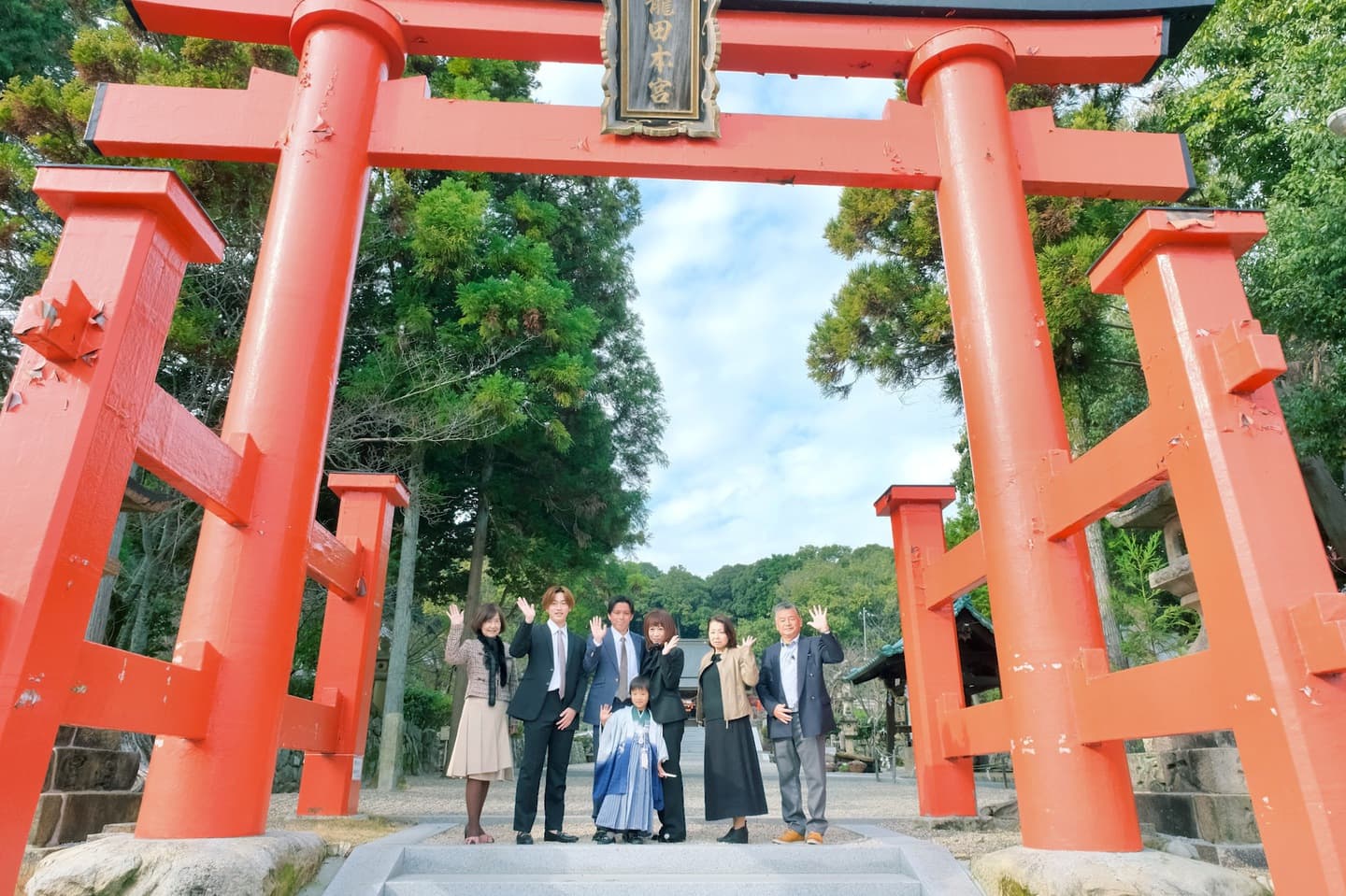 奈良の龍田大社で七五三をした写真