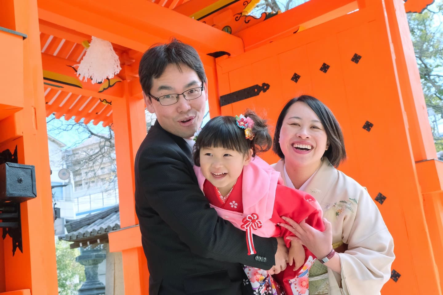 西宮神社で七五三の着物の女の子