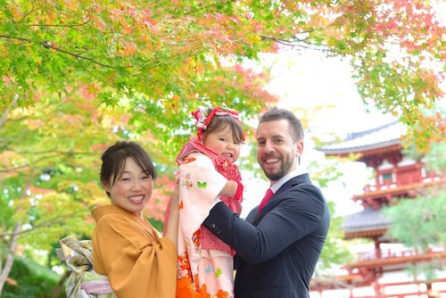 神社での七五三写真撮影