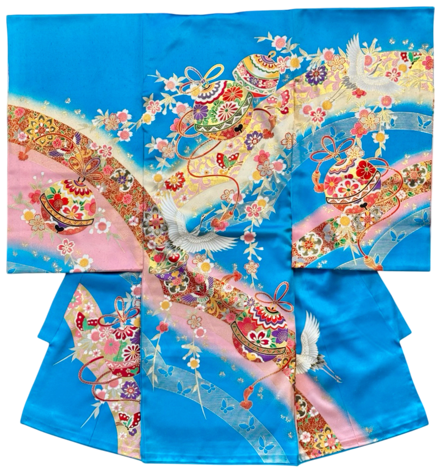 お宮参りレンタル用の赤ちゃん水色の着物